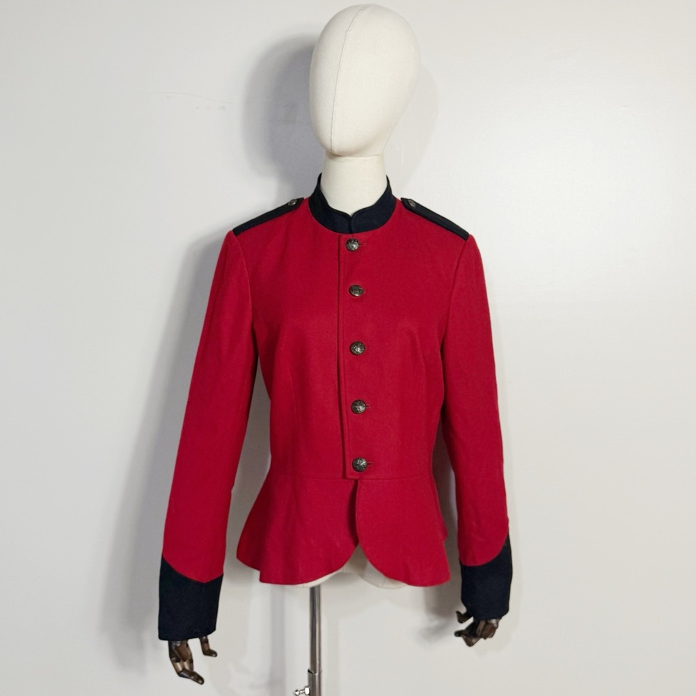 RUGBY Ralph Lauren red and black military peplum jacket